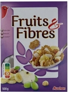AUCHAN (ALCAMPO) CEREALES DE FIBRA CON FRUTAS Y AVELLANAS. AUCHAN (ALCAMPO) CEREALES DE FIBRA CON FRUTAS Y AVELLANAS.