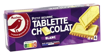 AUCHAN (ALCAMPO) PETIT BEURRE TABLETTE CHOCOLAT BLANC AUCHAN (ALCAMPO) PETIT BEURRE TABLETTE CHOCOLAT BLANC