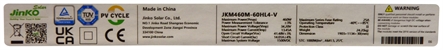 JINKO JKM460M 60HL4 V JINKO JKM460M 60HL4 V