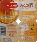MILSANI (ALDI) Flan sabor a vainilla con caramelo