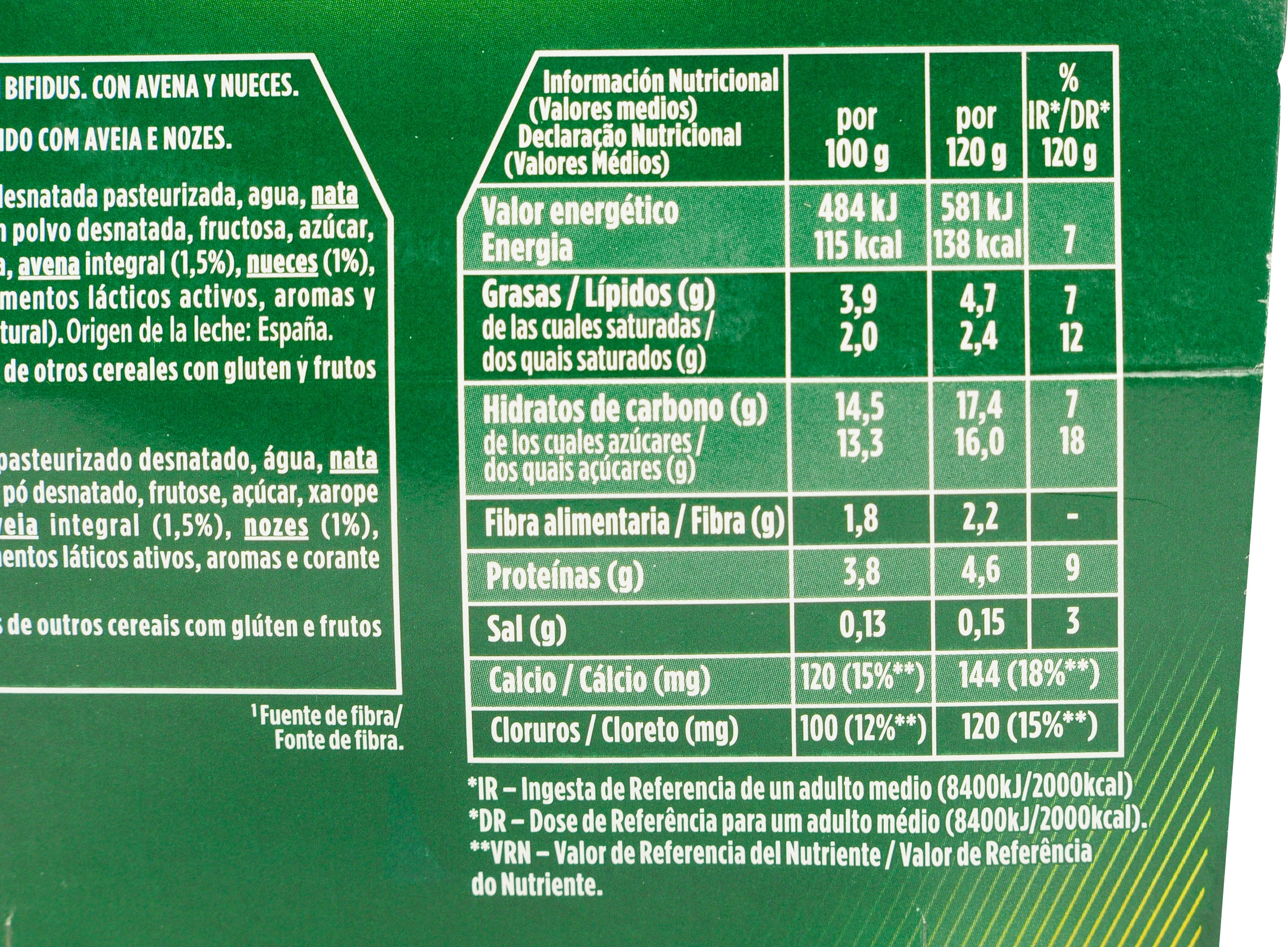 ACTIVIA (DANONE) CON AVENA Y NUECES.