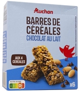 AUCHAN (ALCAMPO) Barres de céréales chocolat au lait