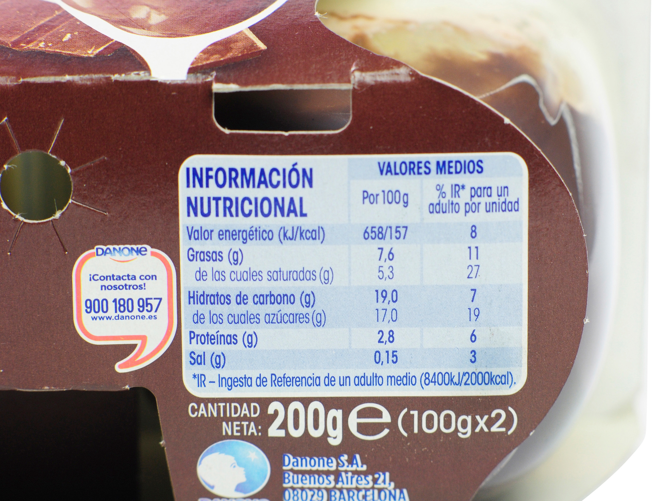 DANET (DANONE) NATILLAS DE CHOCOLATE CON NATA.