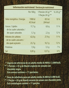 GOLDEN BRIDGE (ALDI) MUESLI CRUJIENTE CON CHOCOLATE.