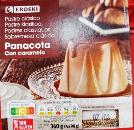 EROSKI PANACOTA CON CARAMELO OCU