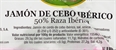 MAFRESA JAMÓN DE CEBO IBÉRICO 50% RAZA IBÉRICA.