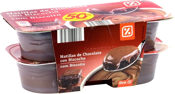 DIA NATILLAS DE CHOCOLATE CON BIZCOCHO.