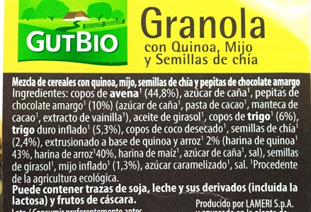 GUTBIO (ALDI) GRANOLA CHOCOLATE NEGRO.