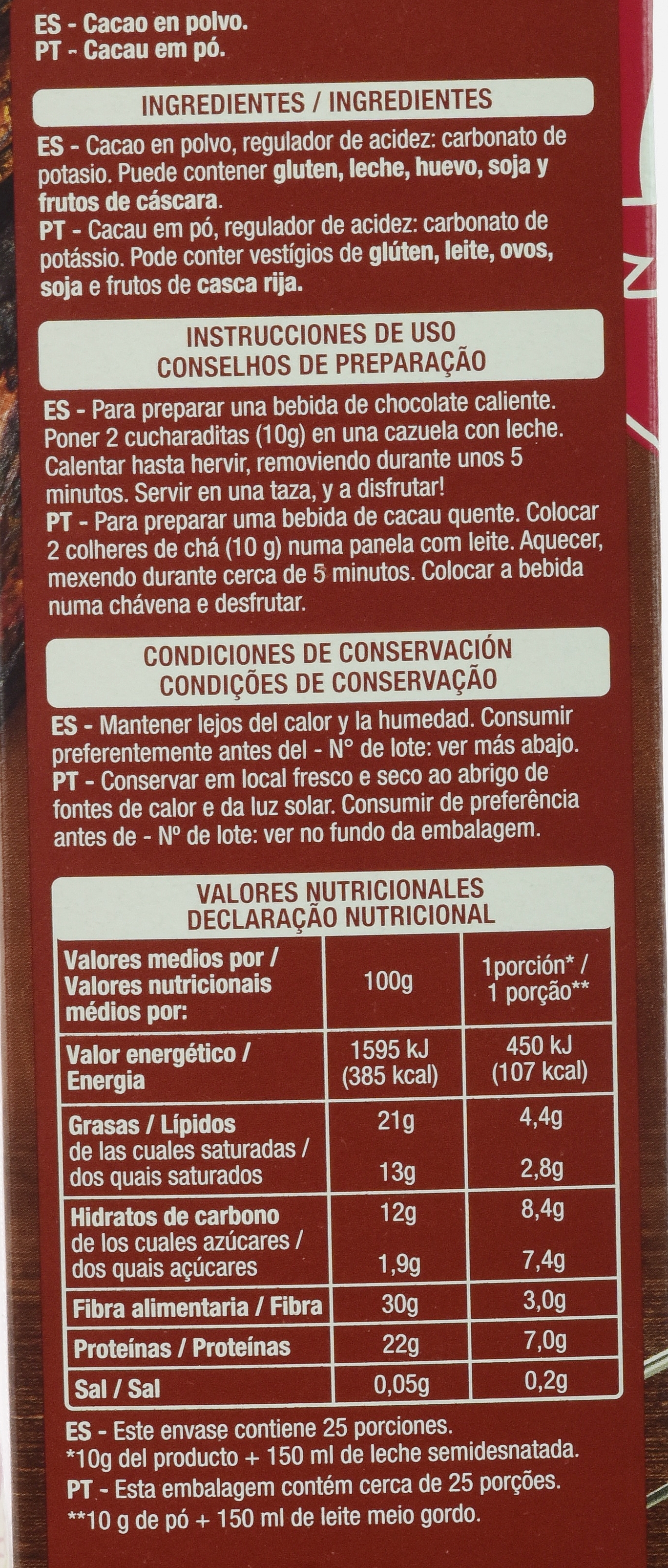 AUCHAN (ALCAMPO) 100% CACAO PUR