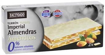 HACENDADO (MERCADONA) TURRÓN IMPERIAL ALMENDRAS 0% AZÚCARES AÑADIDOS