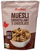 AUCHAN (ALCAMPO) MUESLI CROUSTILLANT 3 CHOCOLATS