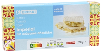 EROSKI Turrón imperial sin azúcares añadidos