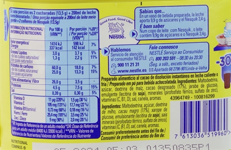 NESTLÉ NESQUIK 30% MENOS DE AZÚCAR