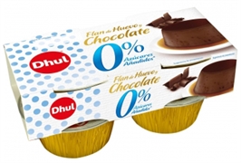 DHUL Flan de huevo y chocolate, 0% azúcares añadidos.