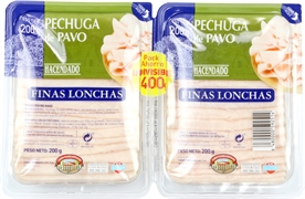 HACENDADO (MERCADONA) PECHUGA DE PAVO EN FINAS LONCHAS