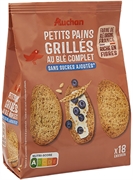 AUCHAN (ALCAMPO) BOLLOS TOSTADOS DE TRIGO INTEGRAL SIN AZÚCAR AÑADIDO